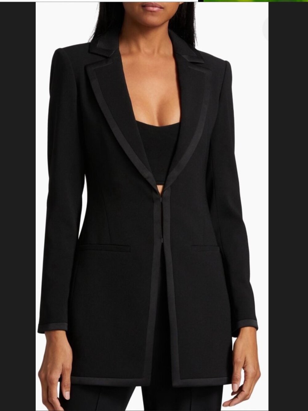 NWT Alice + Oliva Mya Satin-trim Long Blazer (Black, Size 8)